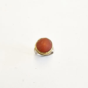 Carnelian gold and silver ring