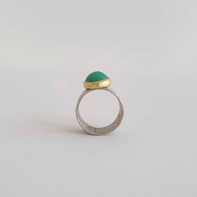 Brancusi Band with Chrysoprace Ring