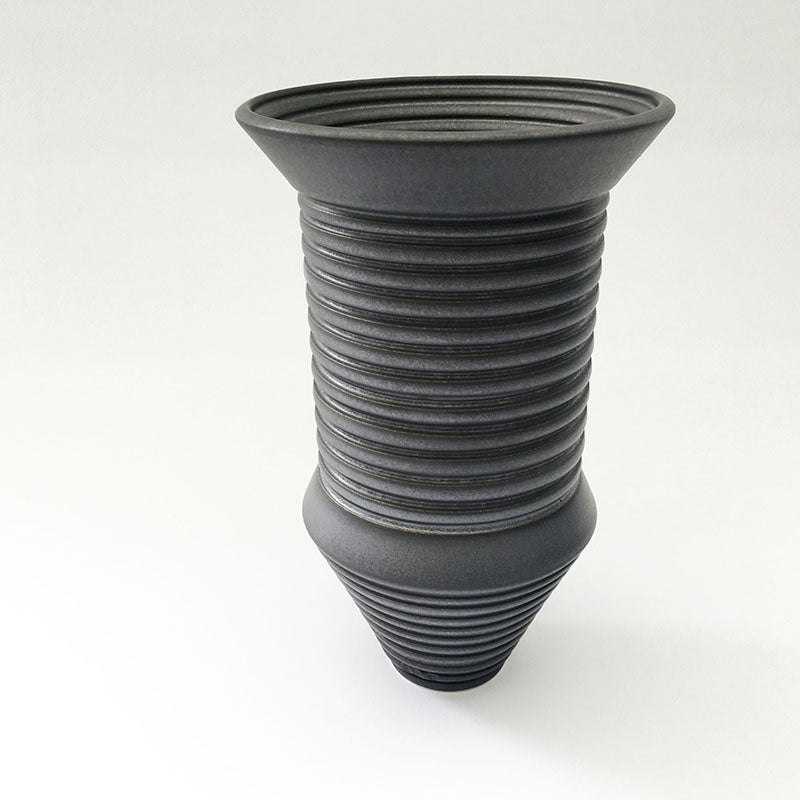 Charcoal Grooved Vessel
