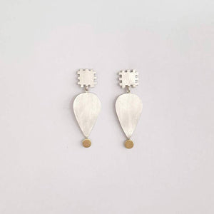 Castellated Stud Dangle Earrings with Gold Dot, 2020
