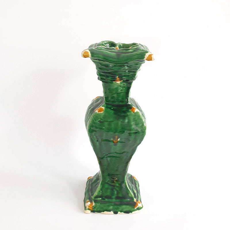 Large Green Slim vase with Yellow dashes, 2014