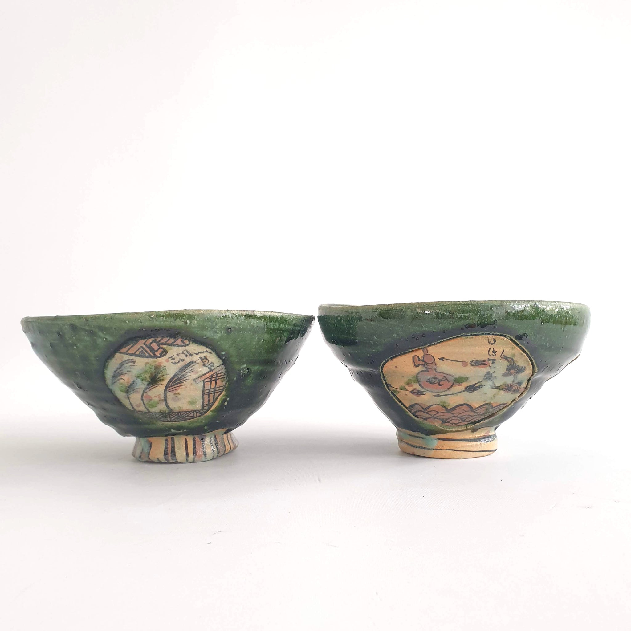 Iro-Shino Oribe Winter Tea Bowls, 2022