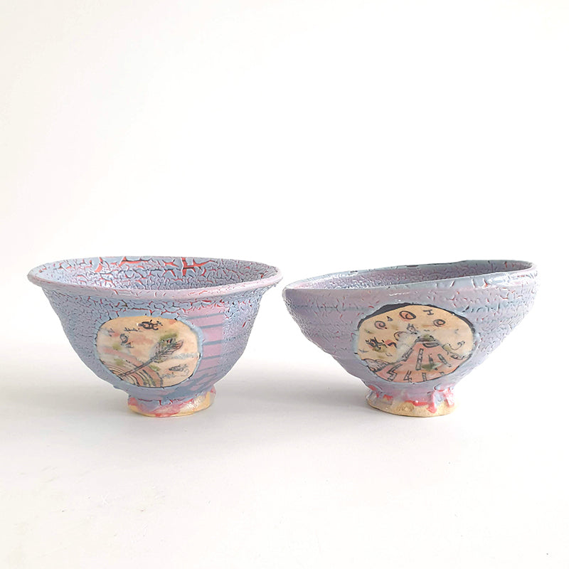 Iro-Shino Oribe Winter Tea Bowls, 2022