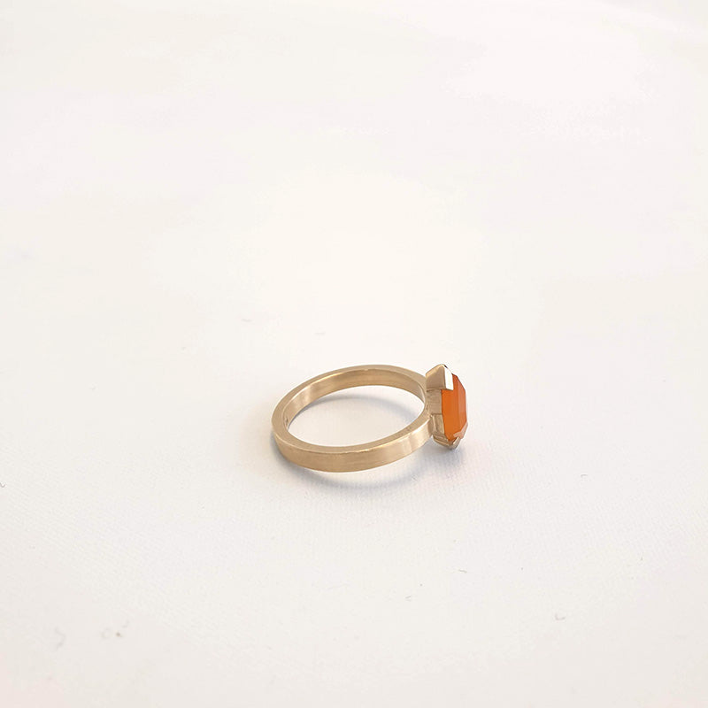 Orange Hexagon Carnelian ring, 2023