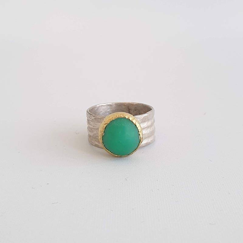 Brancusi Band with Chrysoprace Ring