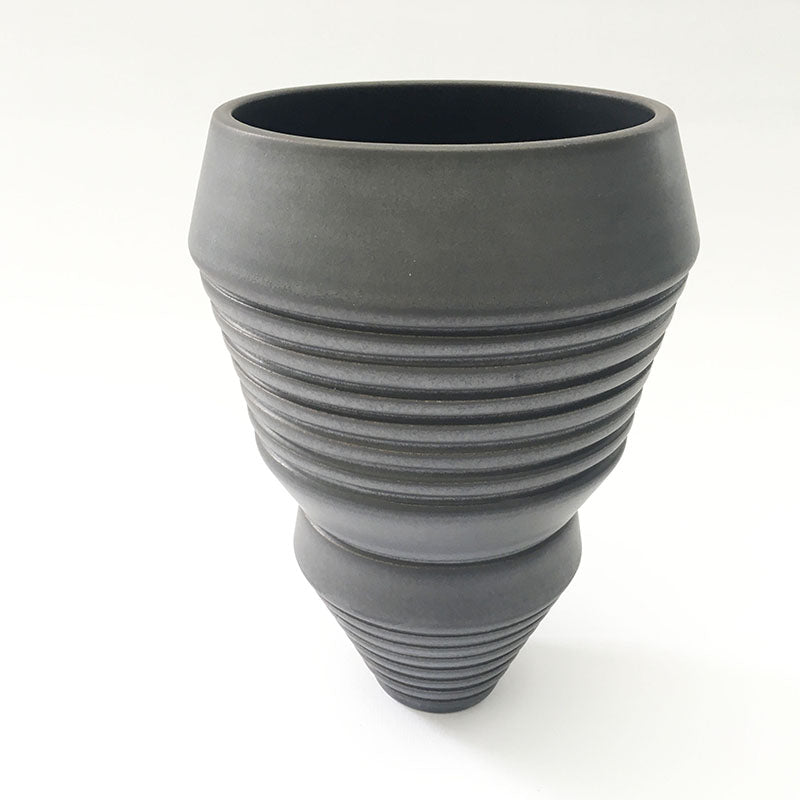 Charcoal Grooved Vessel