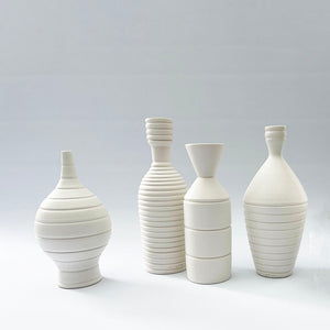 Matt White Grooved Vessels, 2022