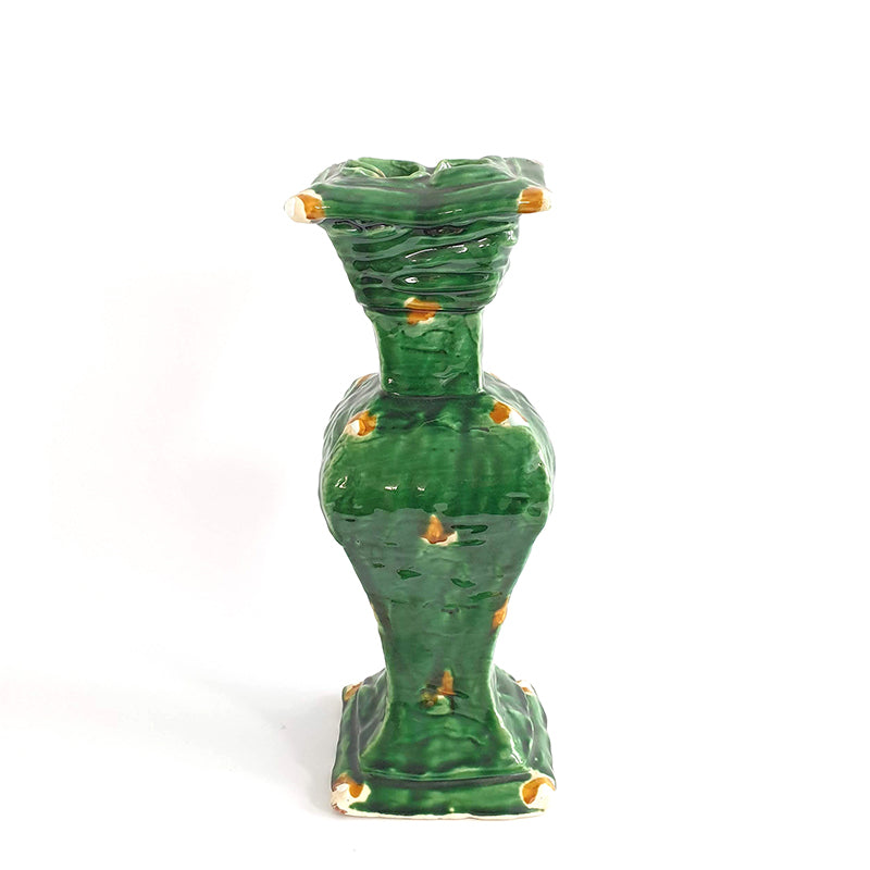 Large Green Slim vase with Yellow dashes, 2014