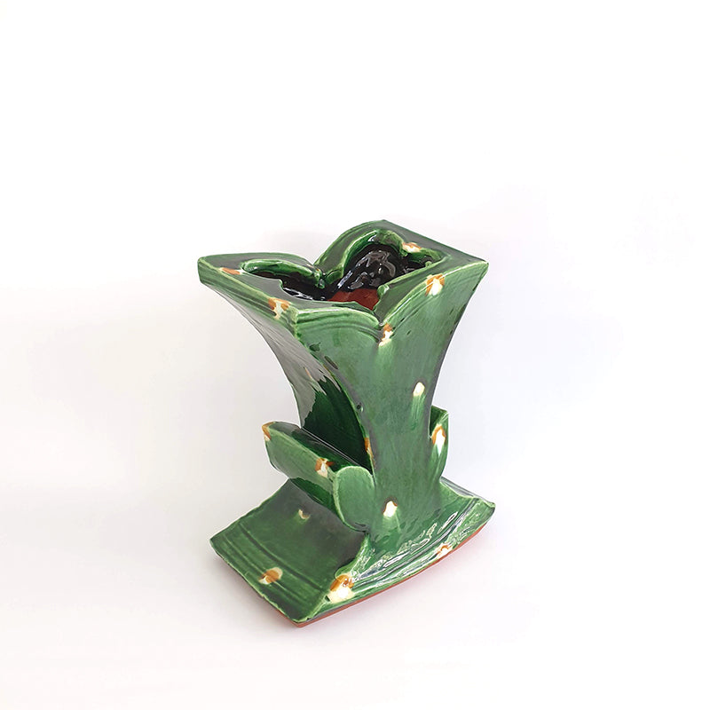 Green Winged vase with golden dashes