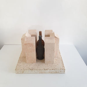 Glimpse' still-life with 6 cartons and 2 bottles, 1980