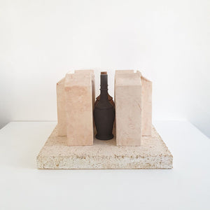 Glimpse' still-life with 6 cartons and 2 bottles, 1980